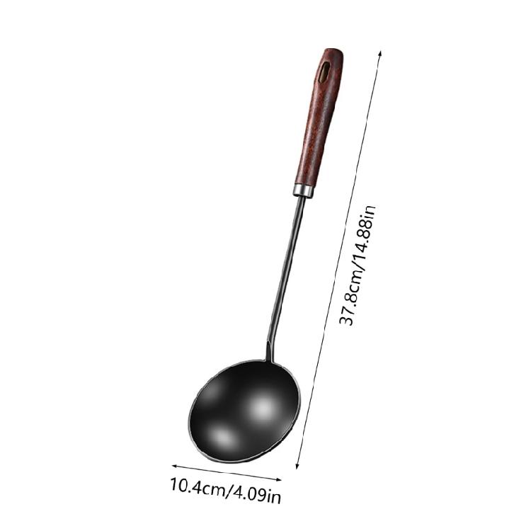 Long Handle Iron Spoon Convenient Metal Frying Spatula Kitchen Tool for Cooking