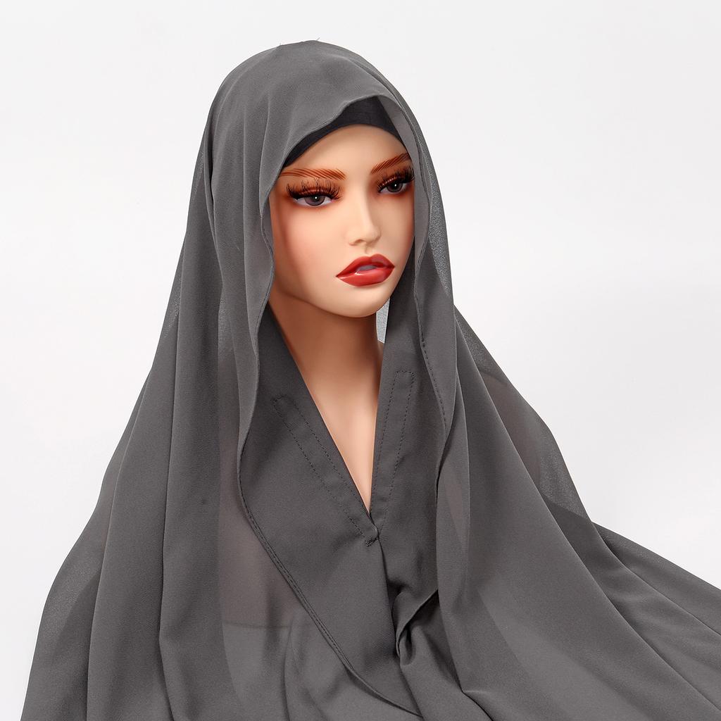 Neuankömmling Chiffon Sofort-Hijab Mit Eingebauten Magneten Bedruckt Einfach Zu Tragen Schal Wickeltuch Mit Unterkappe Für Muslimische Frauen