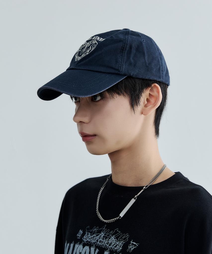 MAISON MINED Doodle Heart Vintage Washed Ball Cap Navy