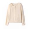 Women's 3D Embroidered Floral Wool Cardigan with Round Neck - Early Autumn Design