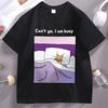 Sorry Cant I Am Busy T Shirt Soft Sleepy Funny Cat Cotton Tshirt Unisex Women Loose Japanese Aesthetic Tshirt Male Clothes
