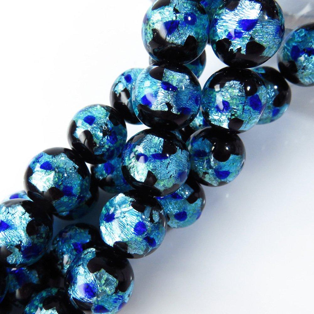 [GOLD STONE] Glowing Firefly Glass Beads, 12mm, Approximately 37cm Long, Mint Blue, Glow-in-the-Dark Glass Beads, Okinawa Souvenir