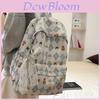 Little Bear Floral Print Youthful Nylon Student Backpack With Breathable Design For Daily Use