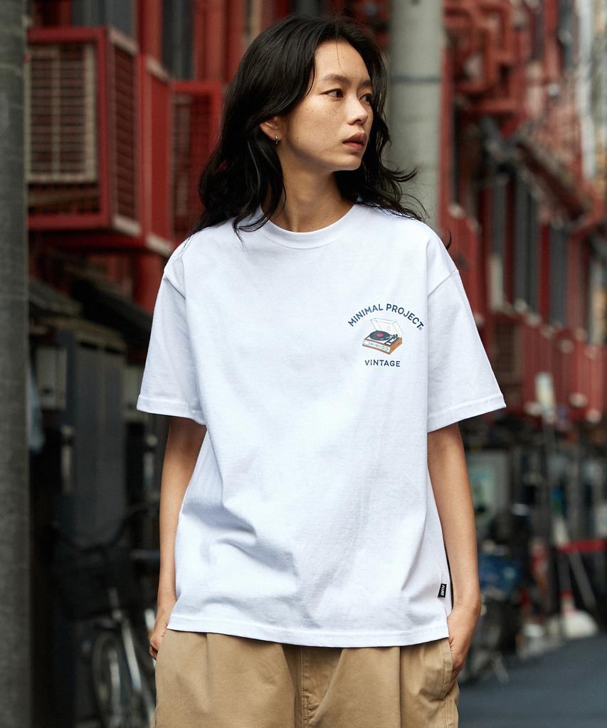 MINIMALPROJECT Turntable Vintage Oversized Short Sleeve T-Shirt Mst148 [White]