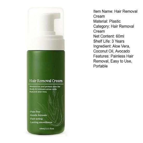 1/2Pcs 60ML Men Hair Removal Cream Natural Aloe Vera Gentle Fast Acting Moisturizing Full Body Arm Leg Underarms Facial Hair Remover Depilatory Cream