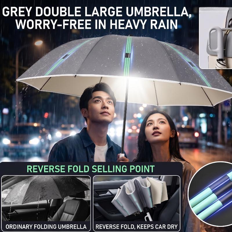 60K Buckle Men Women Umbrella Fully Automatic Reverse Folding Umbrella with Windproof Reflective Stripe UV Umbrellas