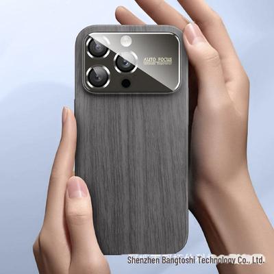 Custodia retrò con effetto venatura del legno per iPhone 15 Pro Max, con ampia finestra, guscio rigido in PC, anti-caduta e antigraffio.