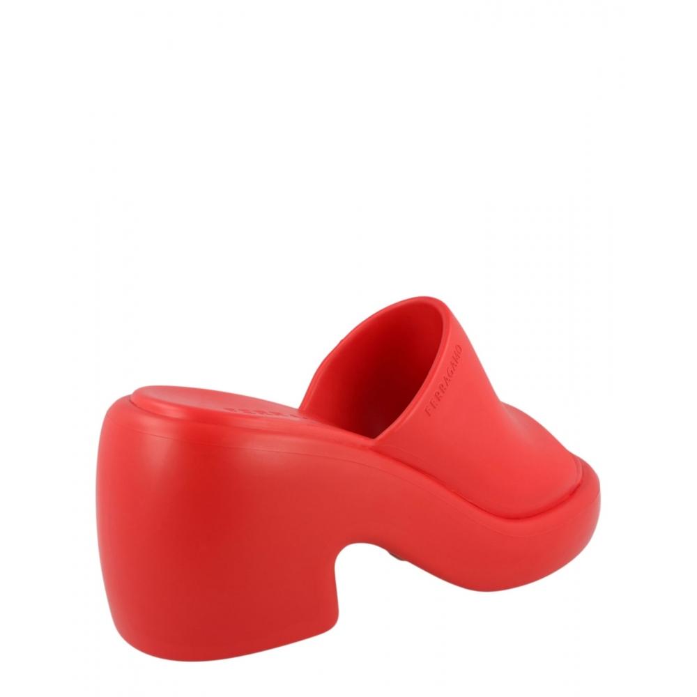 Salvatore Ferragamo Rubber Deva Slides Red