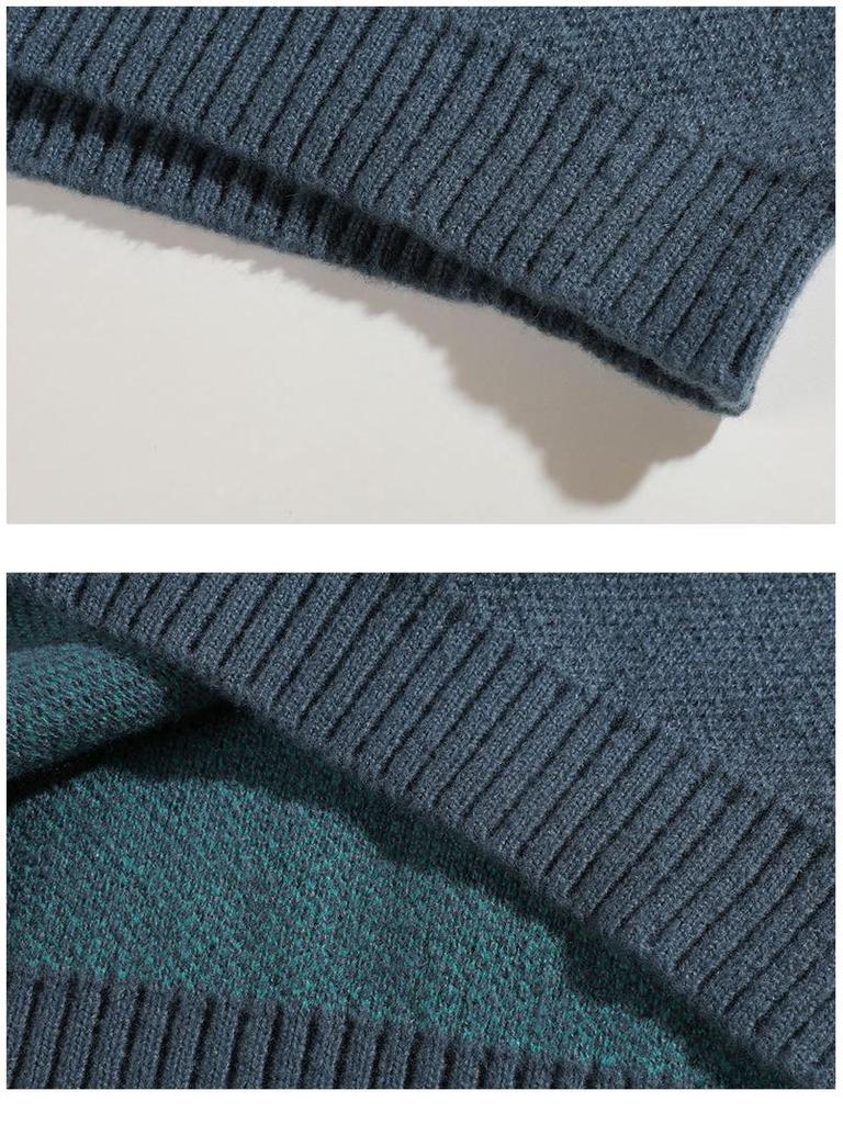 Men’s Retro Gradient Color Block Sweater - Autumn/Winter Loose Knit Pullover