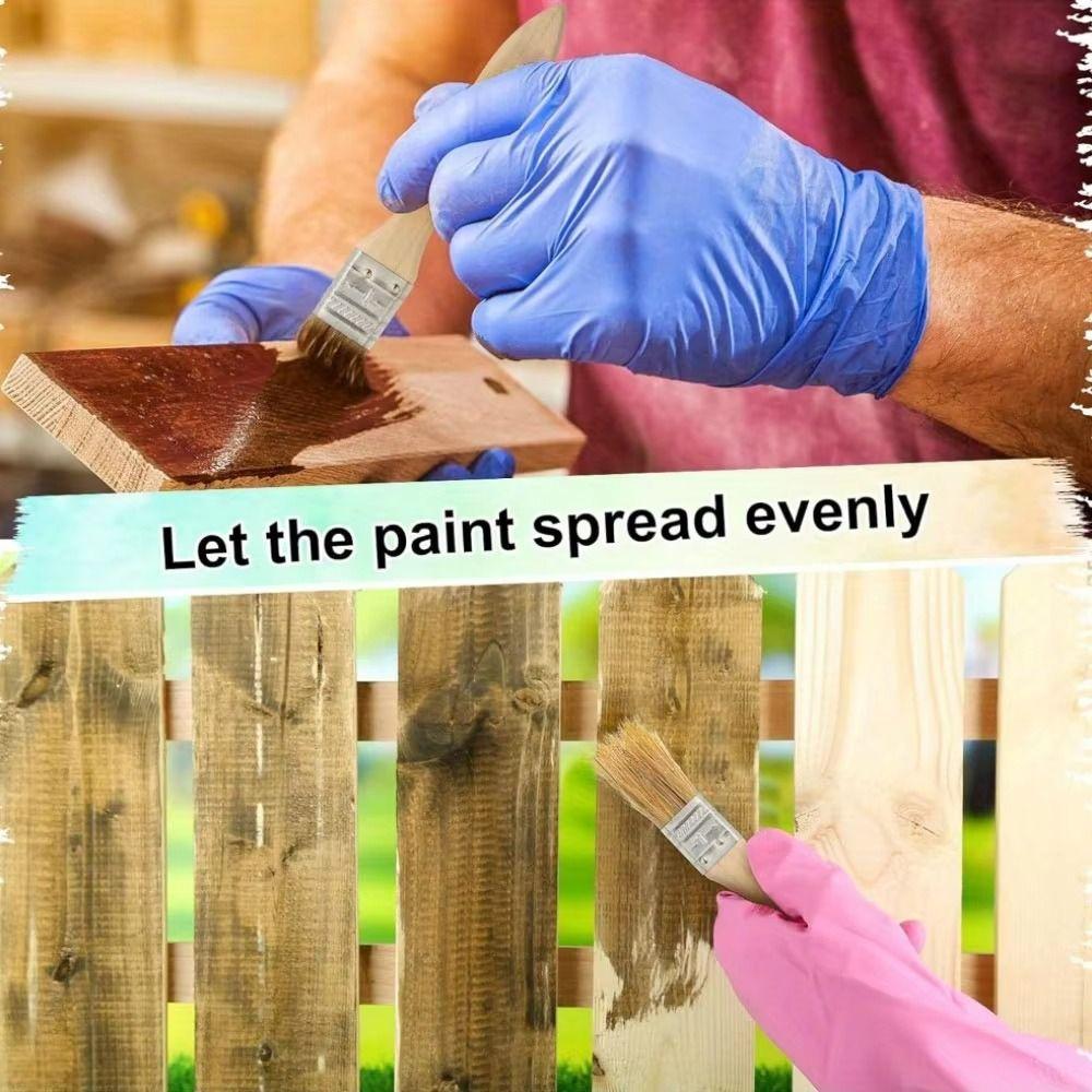 10Pcs Wooden Handle Pig Mane Brushes Thickened Wall Paint Brush Furniture Painting