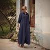 Cotton Linen Long Dress With Shirt Collar For Elegant Casual Wear