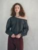 FLATWAVE IN SEOUL Kaya Unbalance Off Shoulder Sweatshirt Charcoal