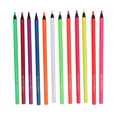 12PCS Set Neon Colored Pencils 12 Colors Multifunctional Drawing Pencils for School