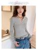 Women's Slim Fit 95% Cotton V-neck Long Sleeve Base Layer Top for Spring and Autumn