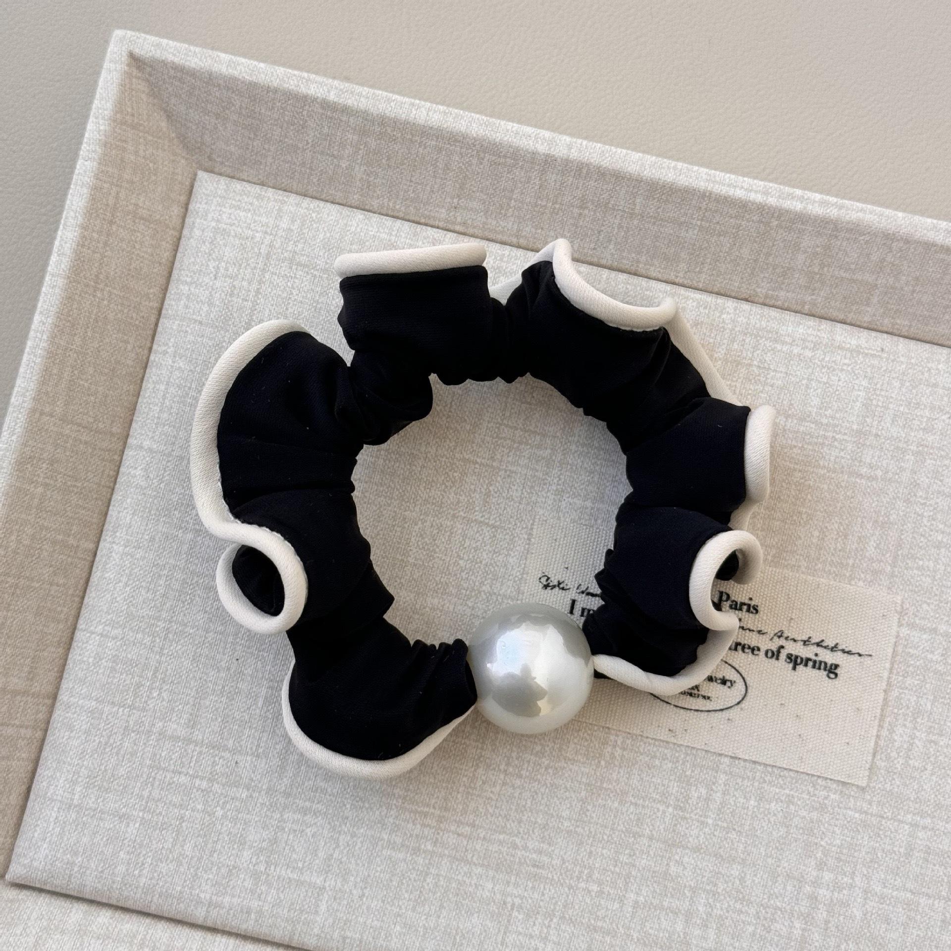 

1 шт. Французский шик Жемчужно-белый край Бант Кольцо Резинка для волос Элегантная Универсальная Пучок Высокая эластичность Кольцо для волос Головной убор Аксессуар для волос