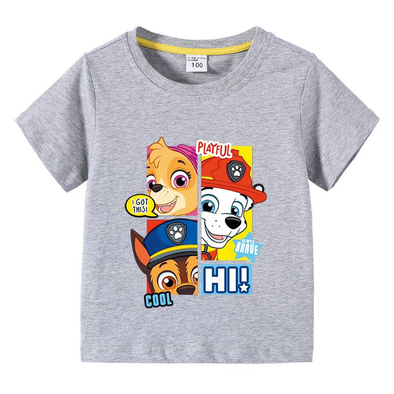 Tlapková patrola Dětské letní oblečení Chlapecké tričko Dětské jednobarevné volné tričko Top Dívčí trička s kulatým výstřihem a kresleným potiskem