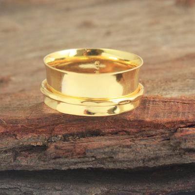 Meditation Spinner Ring 100% 925 Sterling Silver Handmade Jewelry Yellow Gold Plated