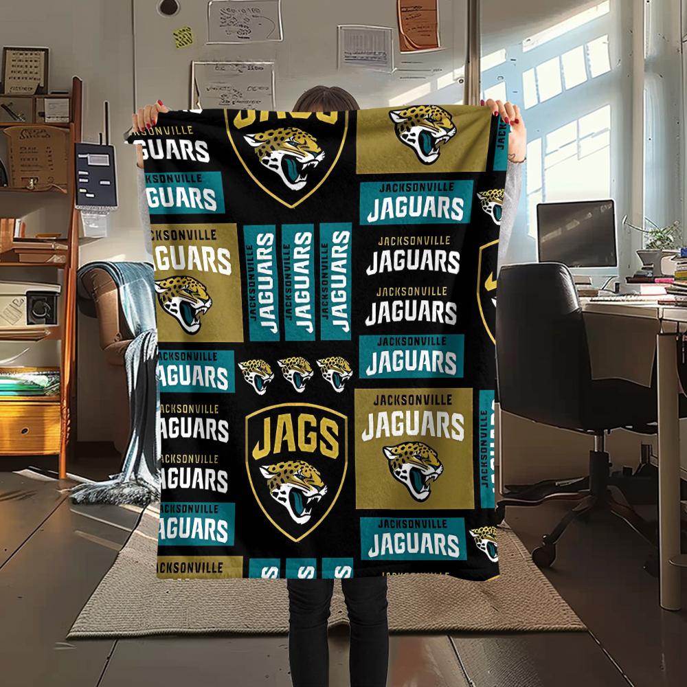 1Pc Jacksonville Jaguars Print Flannel Blanket, High Quality Comfortable for All Seasons, Home Decor, Warmth and Comfort, Perfect for Gifts