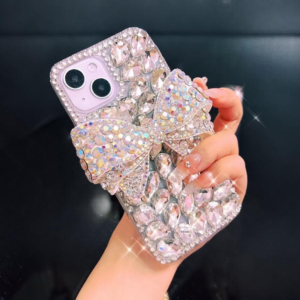 

Glitter Rhinestone Bow Phone Case For Google Pixel 10 9 Pro XL 9A 8 8A 7 7A 6 6A Bling Crystal Diamond Sparkly Cover Google Pixel 6A білий