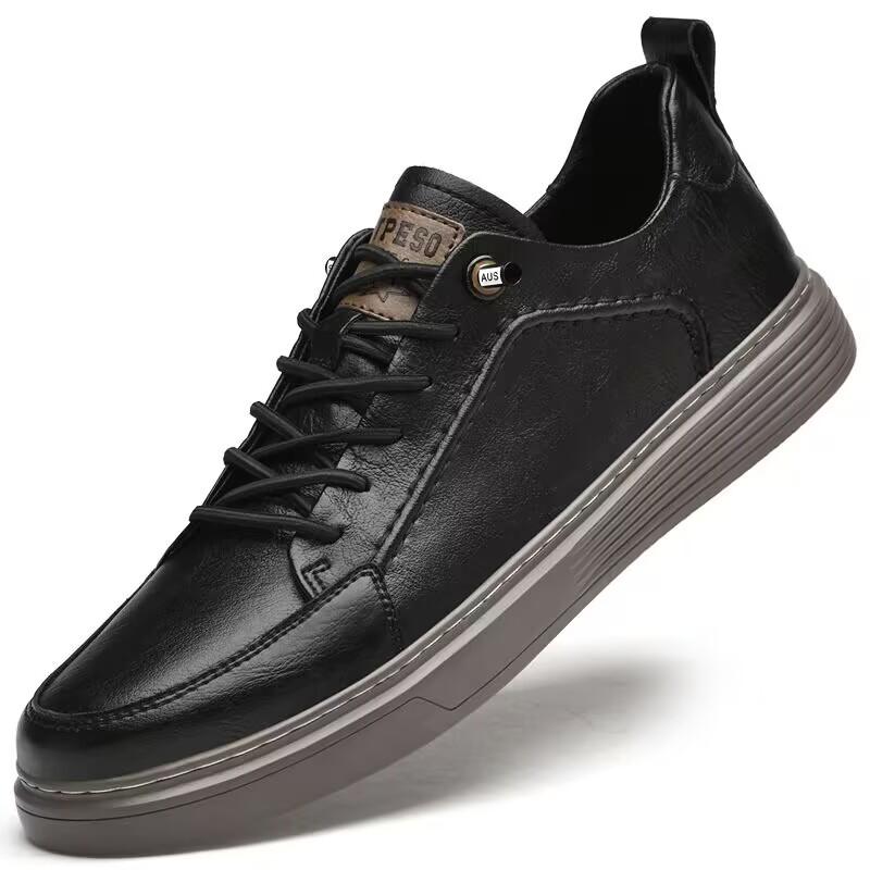 

2026 Spring Men s Genuine Leather Shoes High Quality Black Soft Sole Flat Casual Shoes Outdoor Oxford Shoes Mens Sports Shoe Men 37 чорний