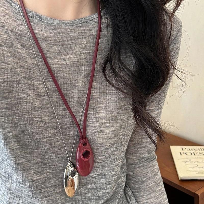 Vintage U-formad Metallhalsband För Kvinnor Långt Rep Geometriskt Hänge Tröjhalsband Accessoarer Gåva