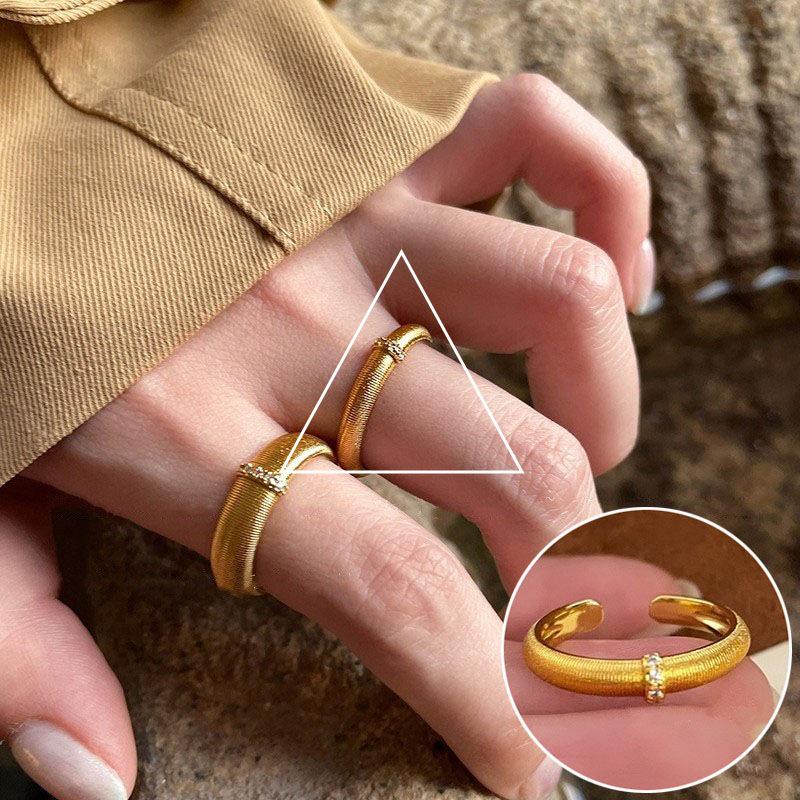 Women's Wide Band Geometric Frosted Matte Open Ring, S925 Silver Plated Creative Index Finger Design