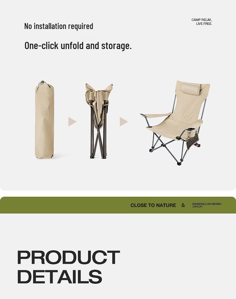 Four-Gear Adjustable Padded Folding Moon Chair for Sitting & Sleeping