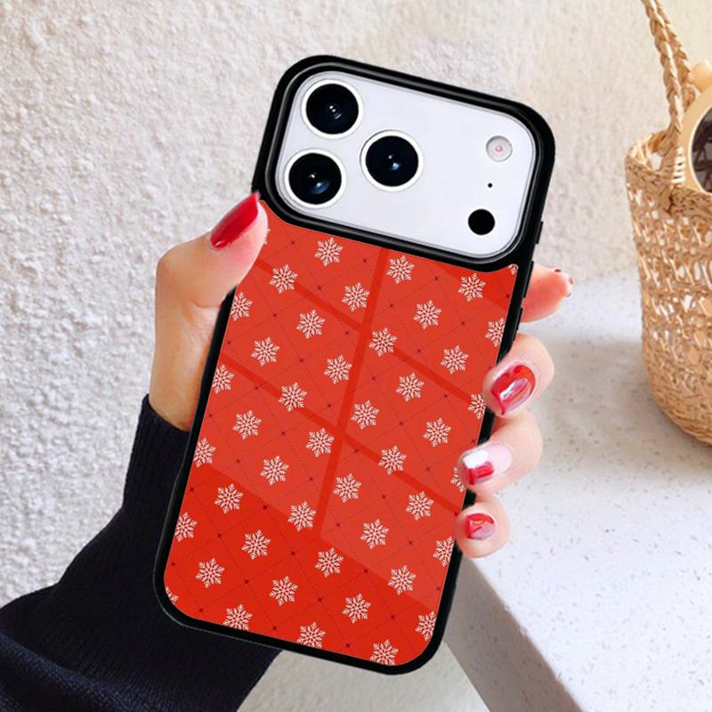 Winter Snowflakes Red Phone Case For iPhone 17 Air 16 15 14 13 12 11 Pro Max Plus