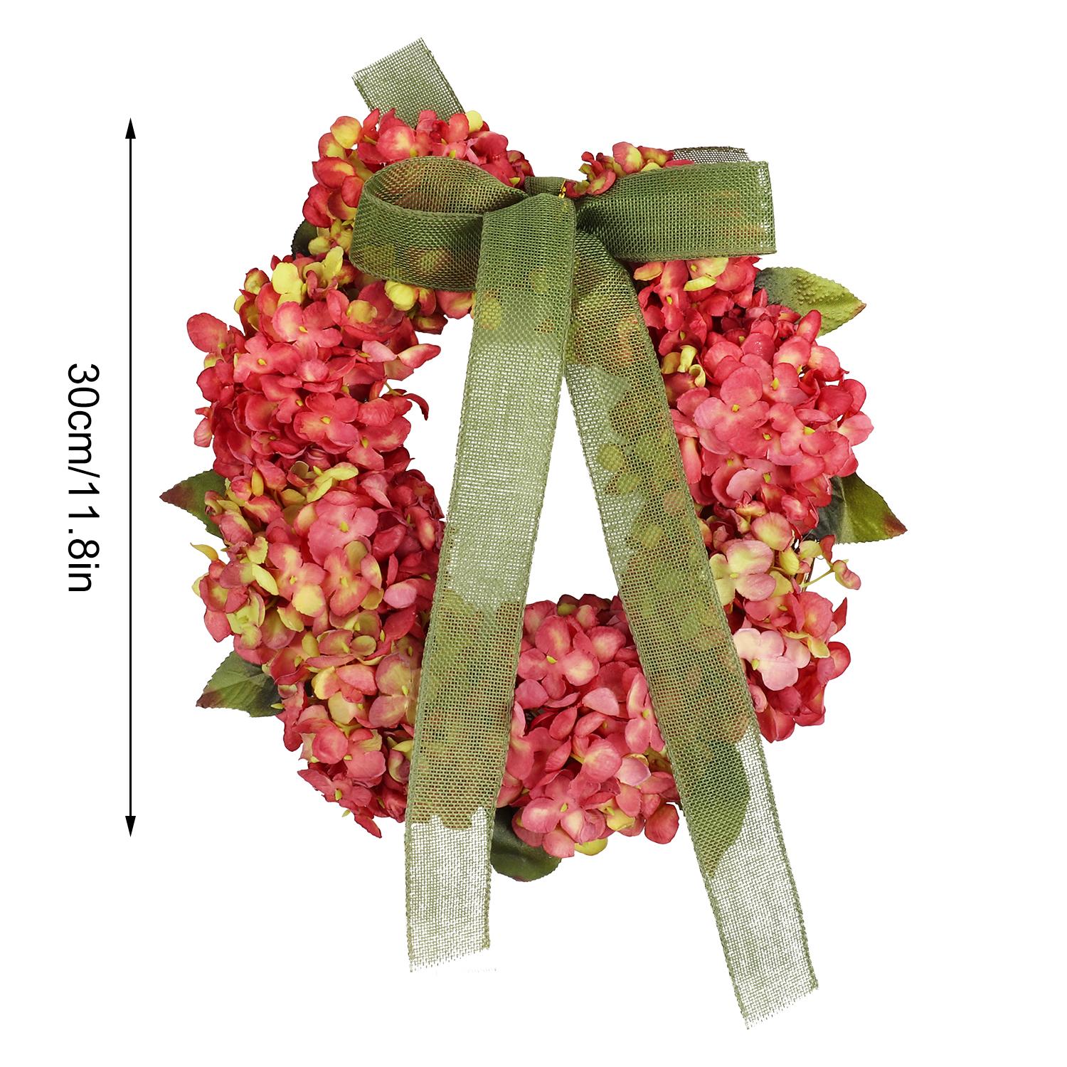 

Thanksgiving Wreath Fall Hydrangea Bowknot Decoration Flower Garland Wreath Thanksgiving Front Door Home Decor