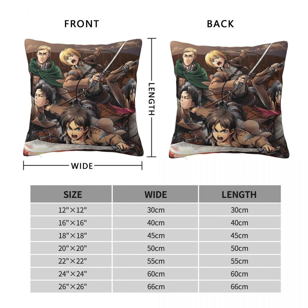 Attack On Titan Pillow Case Anime Cushion Covers Custom Zippered Decorative Pillowcover For Car 18"