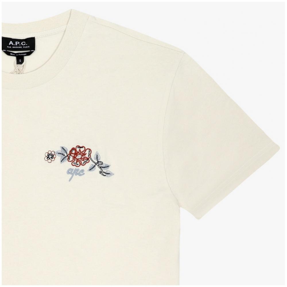 A.p.c. OScar Floral Men S ShorT Sleeve T ShirT Cogck H26511 Aad Ecru