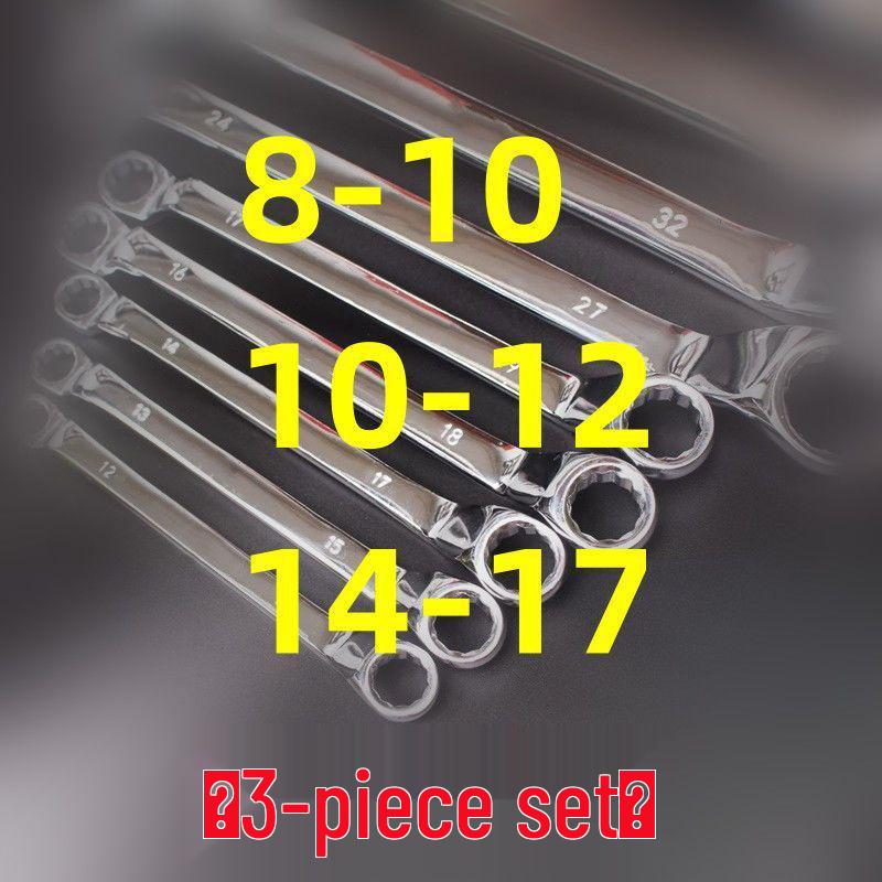 Dual-Ended Extra Long Chrome Hexagonal Box Wrench Set, Mirror Polished