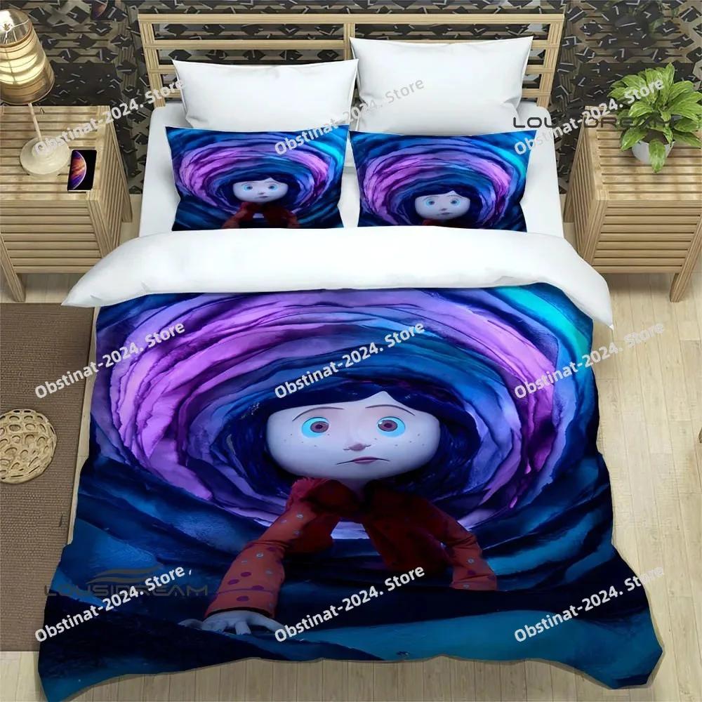 3D Cute C-Coraline Cartoon Bedding Set Printed Bed Set With Pillowcase Bed Duvet Cover Soft Single Double Queen Super King Size