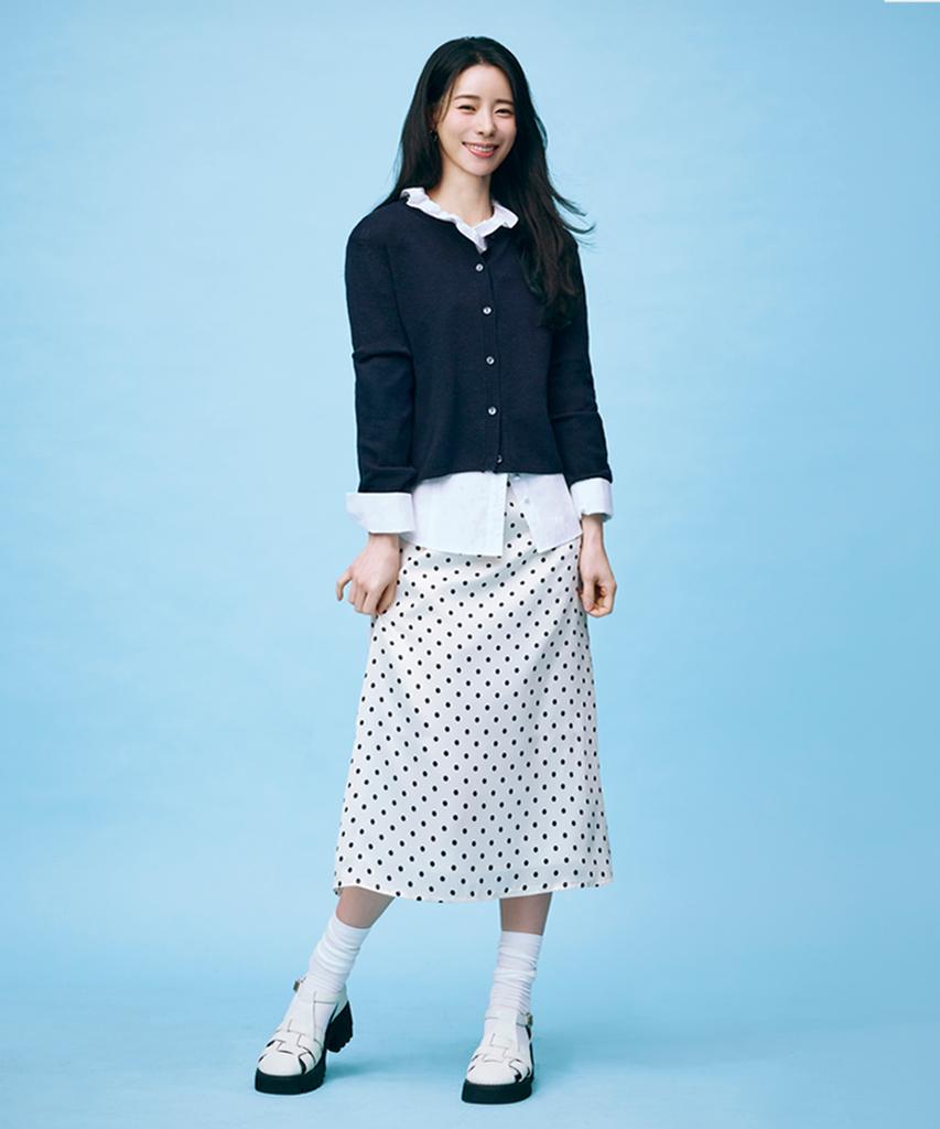 Deoesji 26Ss Satin Dot Midi Skirt