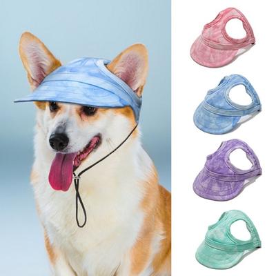 Hunde-Strandhut, Sonnenschutz, Haustier-Baseball-Cap mit Ohrlöchern, Hunde-Canvas-Visier