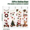 50/100Pcs Long Shape Christmas Treat Bags Snowman Print Favor Packaging Bags  Christmas Party