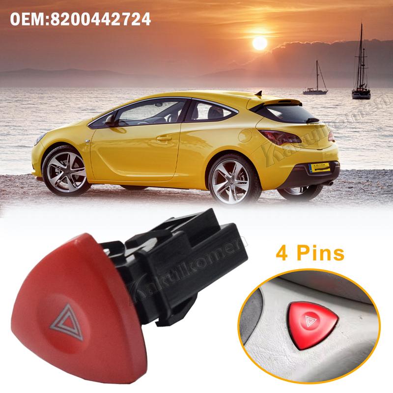 HAZARD WARNING FLASHER LAMP SWITCH Button for OPEL Renault Trafic Espace Laguna /Vauxhall/Clio 2 8200442724 93856337 8200002441
