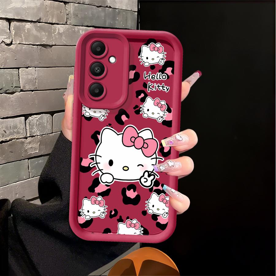 Hello Kitty Leopard Print Pattern Case for Samsung Galaxy A06 A15 A14 A11 A13 A30 A12 A07 A04 A17 A16 A50 A05 A20 Phone Cover