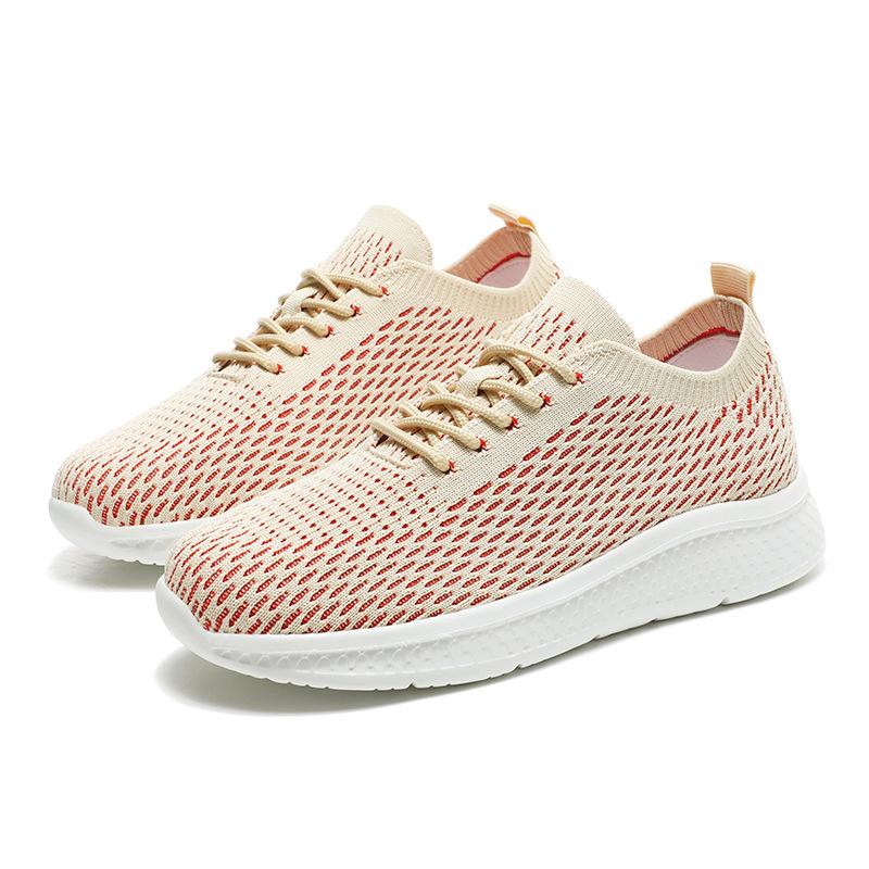 

Large size summer women s shoes sneakers new mesh running shoes lightweight running shoes soft-soled casual shoes 42 бежевый