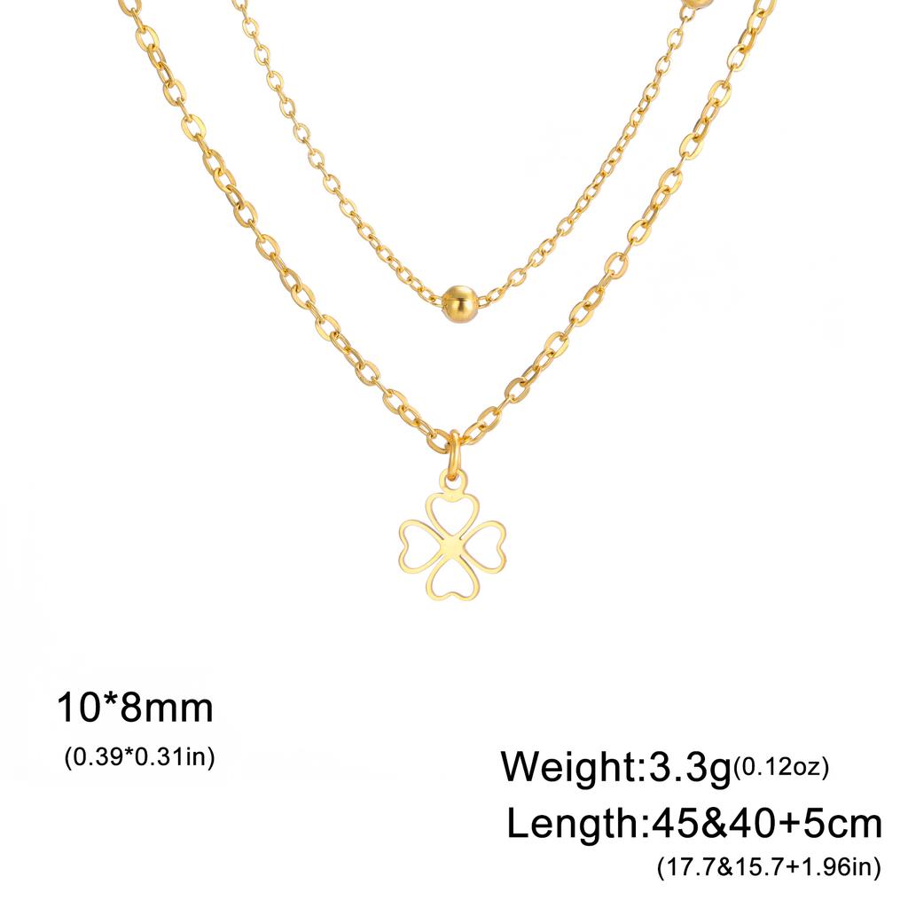 Teamer Four-Leaf Clover Clear Zircon Necklace Stainless Steel Little Charms Choker Lucky Jewelry Birthday Gift 2026 Spring New