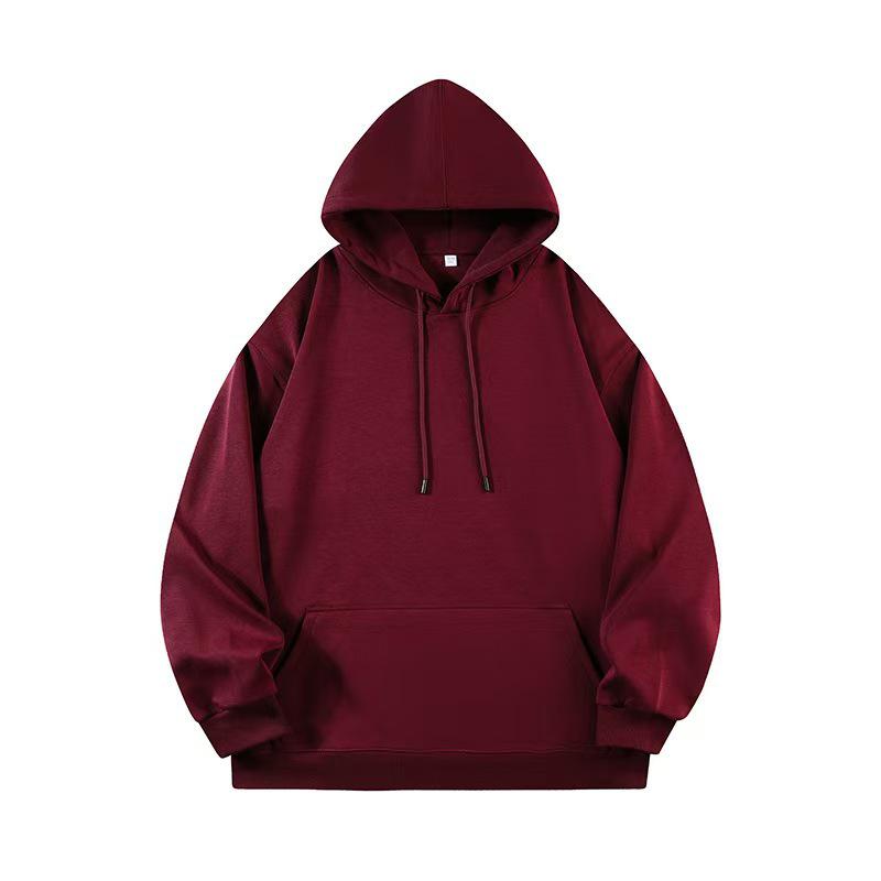 2025 Unisex Solid Color Hooded Sweatshirt - Comfortable Loose Drop Shoulder Style