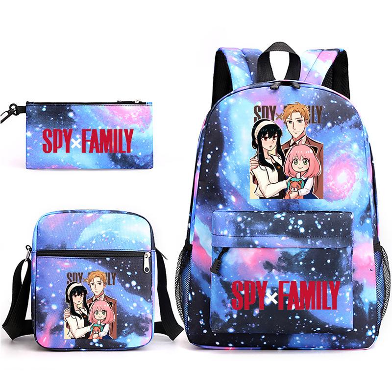 Spy Play House, Animation Periphery Backpack Student Schoolbag Satchel Pencil Case Three-Piece Set