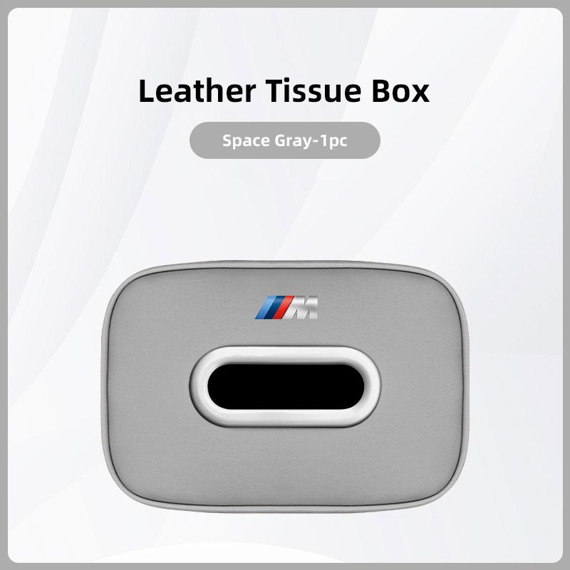 CTCE1 Car Tissue Box Holder Leather Car Armrest Napkin Case Sun Visor Backseat Bag For BMW 50th Anniversary Edition E46 E53 E90 E60 E9