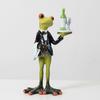 Garden Frog Statue Waiter Flower Bouquet Toilet Frog Figurine Sculpture Indoor Outdoor Home Office Desktop Decoration Ornament