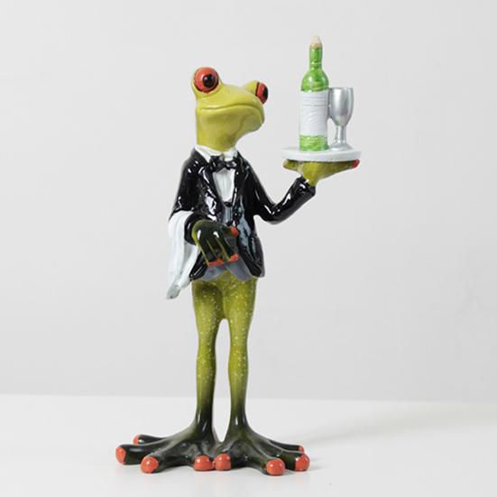 Garden Frog Statue Waiter Flower Bouquet Toilet Frog Figurine Sculpture Indoor Outdoor Home Office Desktop Decoration Ornament