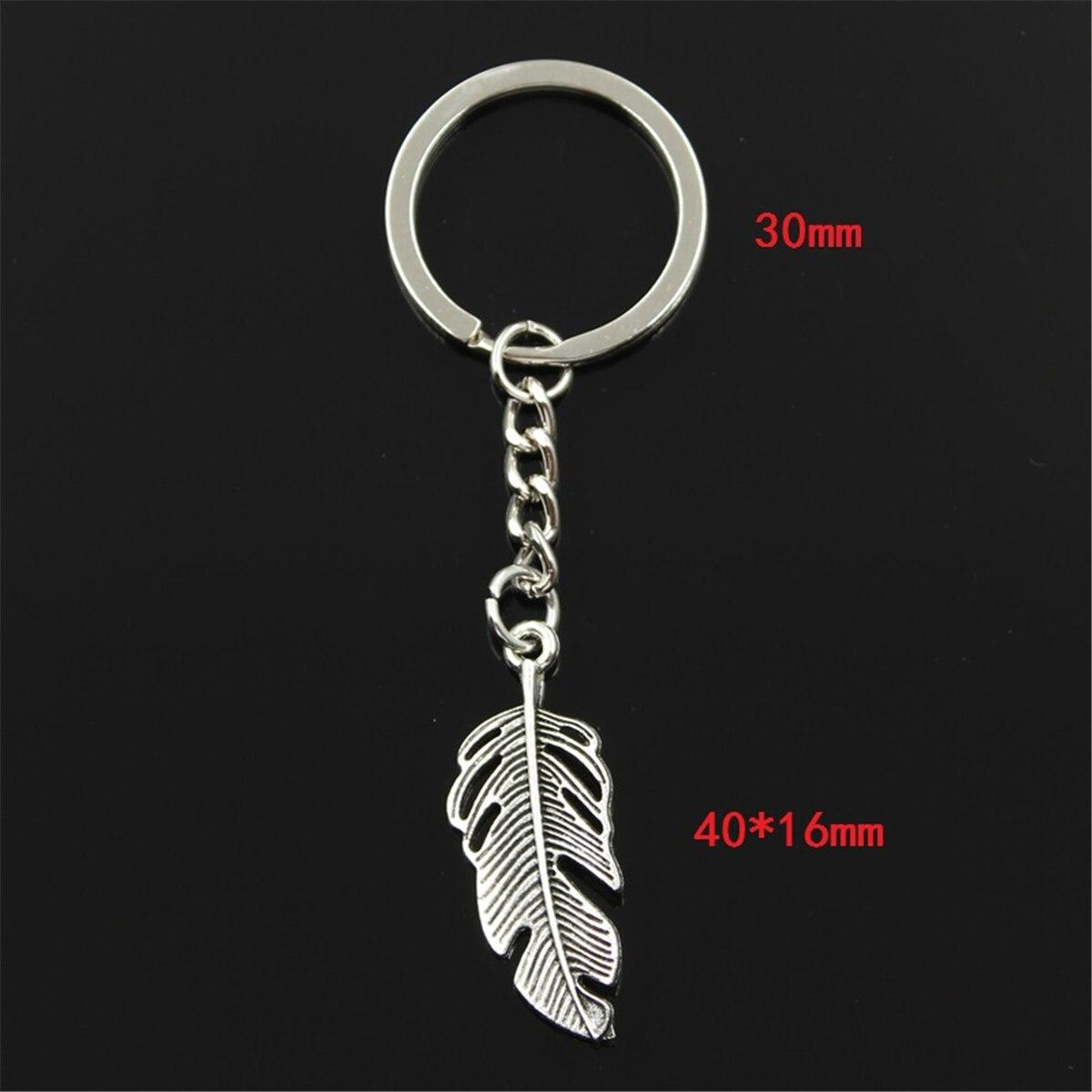 

Модный брелок 40x16 мм, подвески с перьями, сделай сам, мужские ювелирные изделия, автомобильный брелок, кольцо, держатель, сувенир для подарка серебряный