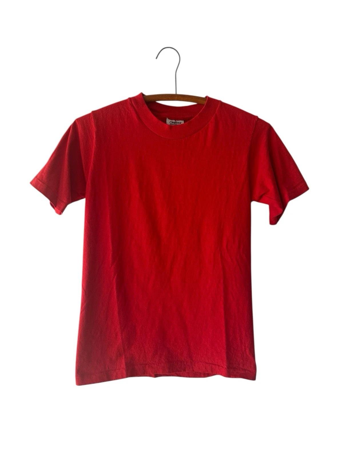 Vintage Oneita Blank Red T Shirt Youth Small Single Stitch USA S
