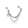 Trendy European & American Titanium Steel Double Chain Heart Zircon Ear Cuff Earrings for Women