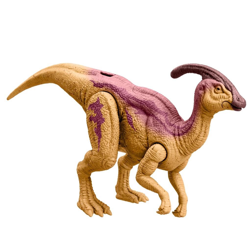 Mattel Jurassic World Action Roaring Dinosaur Ages 4 and HTK75 (JURASSIC WORLD) Figure Parasaurolophus, Kids' Toy, Length Approx. 12.7 inches, Up,