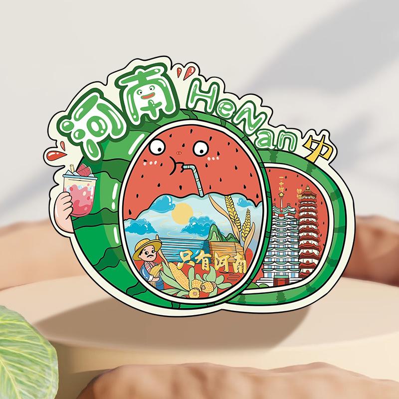 Henan Kaifeng Scenic Wooden Magnet - Luoyang Souvenir Travel Sticker